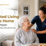 Caregiver providing personalized assisted living in the home for a senior woman in Las Vegas
