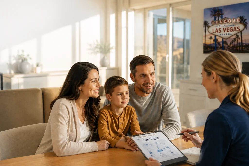 Family meeting with a healthcare consultant to explore healthcare options in Las Vegas