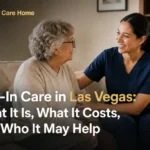 Live-in care in Las Vegas with a caregiver supporting an older woman at home